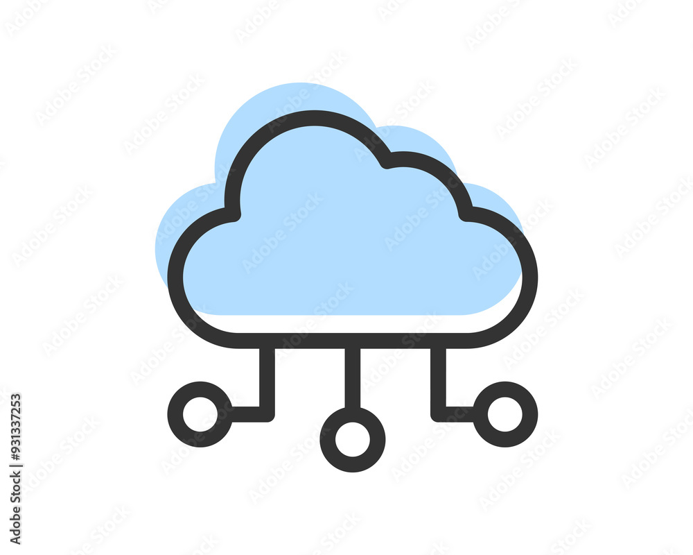 Poster cloud storage and data transfer vector icon. computing service and network related line icons. datab