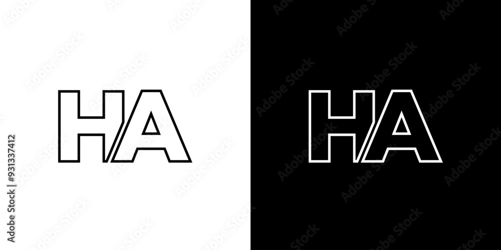 Poster letter h and a, ha logo design template. minimal monogram initial based logotype.