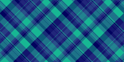 Fall background check texture, old-fashioned tartan fabric vector. Stitched pattern plaid textile seamless in blue and teal colors.