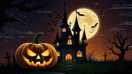 Fototapeta premium halloween background with pumpkin