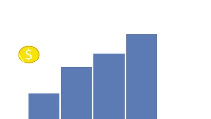 Percentage rate continues to rise in a smooth loop. advancing toward coin stops. Character percentage rapidly increasing. A humorous cartoon for business. A business metaphor for interest rate growth.