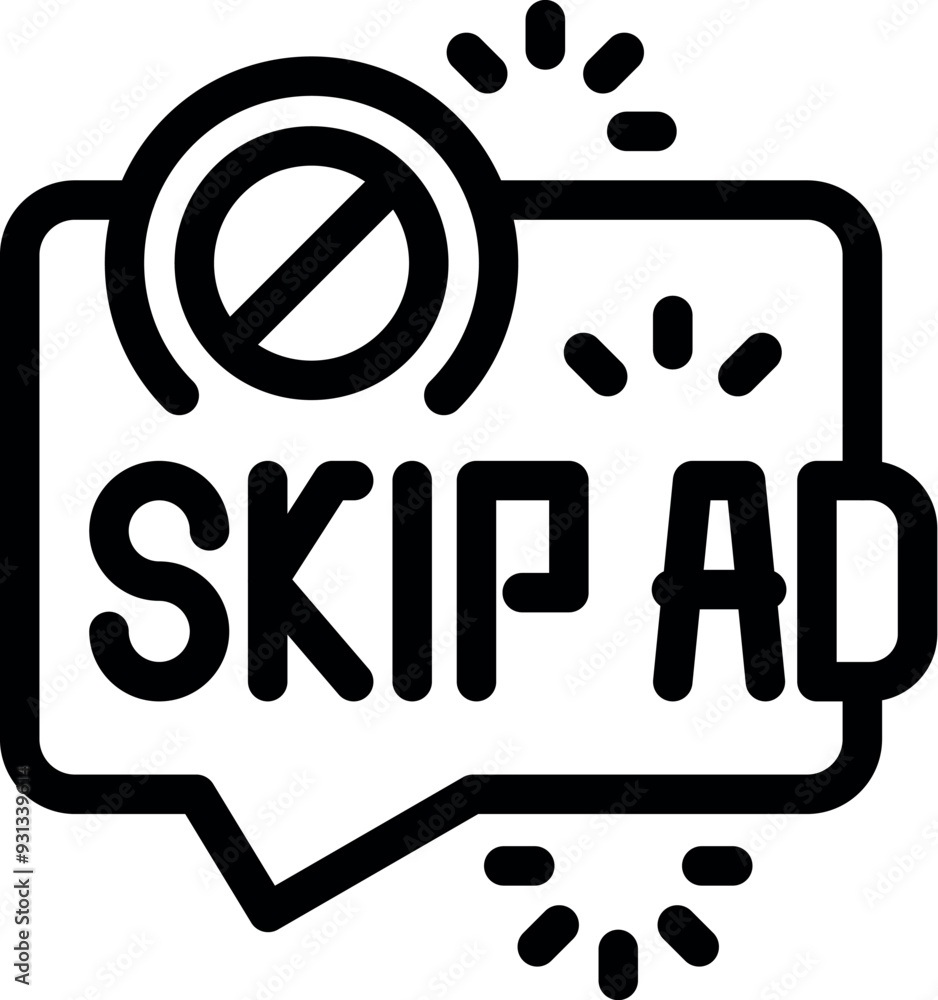 Aufkleber skip ad button is urging viewers to bypass commercial content