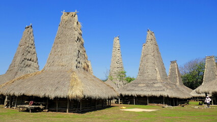 schönes traditionelles Dorf mit  reetgedeckten Häusern in Ratenggaro auf der Insel Sumba in Indonesien