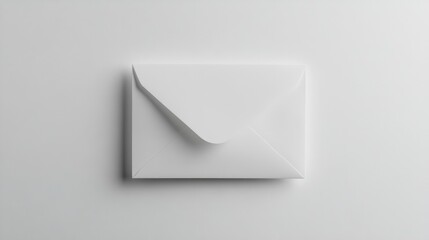 A simple white envelope on a blank white table, suggesting the mystery of hidden messages.