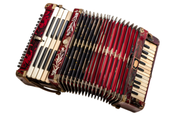Old accordion isolated transparent background