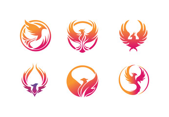 vector set of phoenix brand logo design. phoenix logo design concept . phoenix logo idea vector . phoenix company logo design concept.