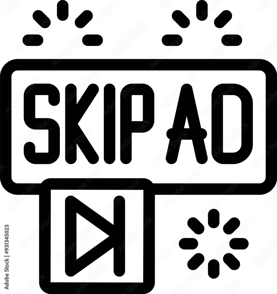Poster skip ad button with a play icon allowing users to bypass advertisement content