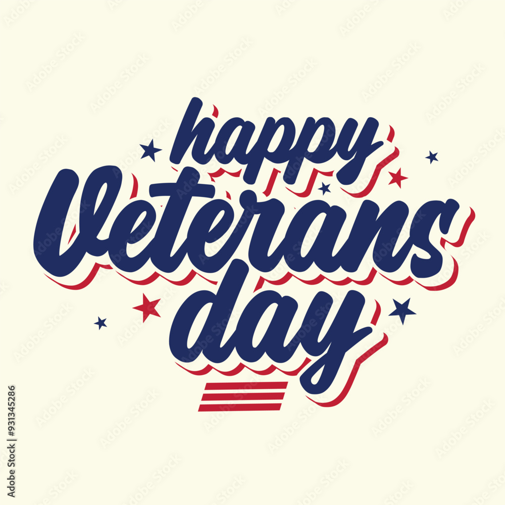 Wall mural happy veterans day typography sticker for honoring all who served in united state. usa veterans day 