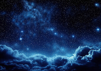 Milky way galaxy shining over dark clouds in a starry night sky. High quality photo