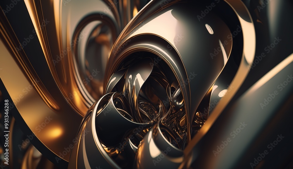 Poster abstract close-up of a futuristic textured surface featuring intricate patterns and metallic element