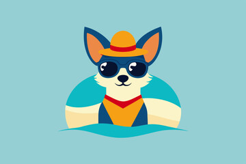 Chihuahua is a calm dog in a swimming suit