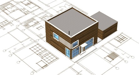residential architecture house 3d illustration