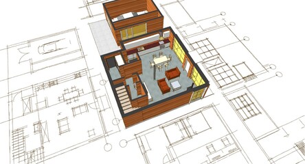 Fototapeta premium residential architecture house 3d illustration