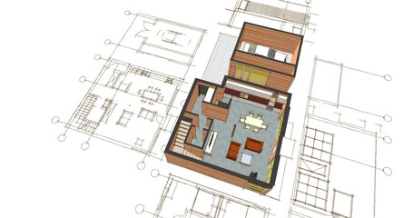residential architecture house 3d illustration