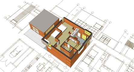 residential architecture house 3d illustration