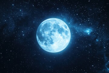 Obraz premium Luminous full moon starry night sky