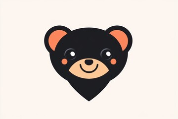 Cute cartoon bear face with joyful expression