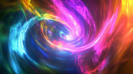 Colorful Abstract Swirl with Neon Lights and Motion Blur