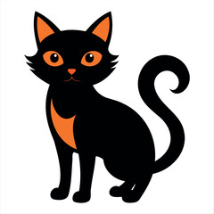 Obraz premium Horror black cat silhouette for Halloween design isolated on a white background