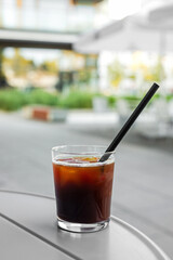 Cold brew black iced coffee in a glass
