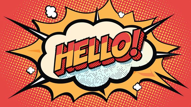 Cartoon comic book style pop art hello speech bubble