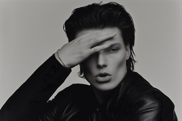 Black & White Portrait Editorial Shot of Male Model