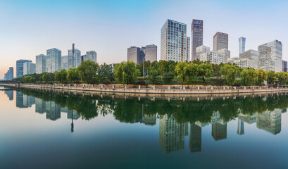 Naklejka premium Urban Architecture and Scenery of Tonghui River in Beijing, the Capital of China