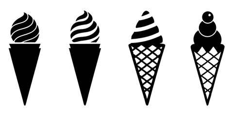 Set of ice cream cone icons silhouette vector illustration