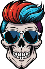 Barber skull with fashion hair and sunglasses vector image