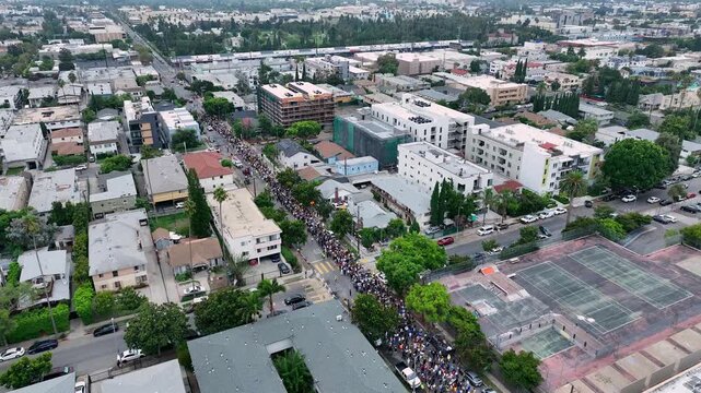 SAG-AFTRA strike protest by the Paramount Pictures Studios lot in Hollywood, Los Angeles, California in September 2023
