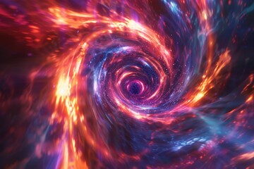 A holographic tornado, swirling with vibrant colors and dynamic motion.