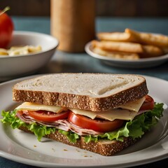 sandwich with ham and vegetables