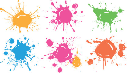 The paint splatter is made up by spray paint blots. The ink stains are made up by colorful ink stains.