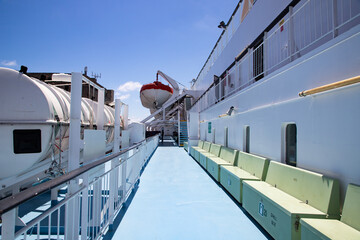 deck of a ferry sailing on sea
