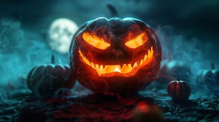 Naklejka premium Halloween background with jack-o'-lantern