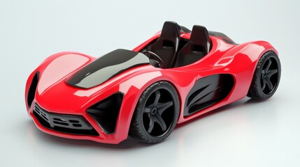 Sleek red toy car with futuristic design and black accents, perfect for car enthusiasts and collectors.