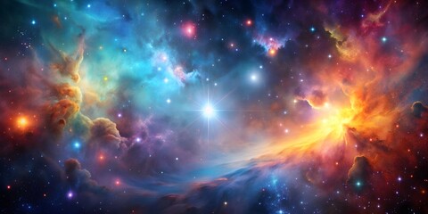 Fototapeta premium Colorful abstract space background with stars, nebulae, and cosmic elements, cosmic, colorful, abstract, space, background