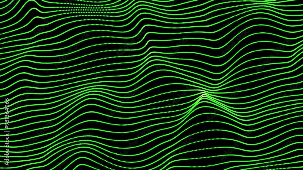 Poster abstract digital green particle dots wave background. futuristic moving dots, hi-tech and big data v