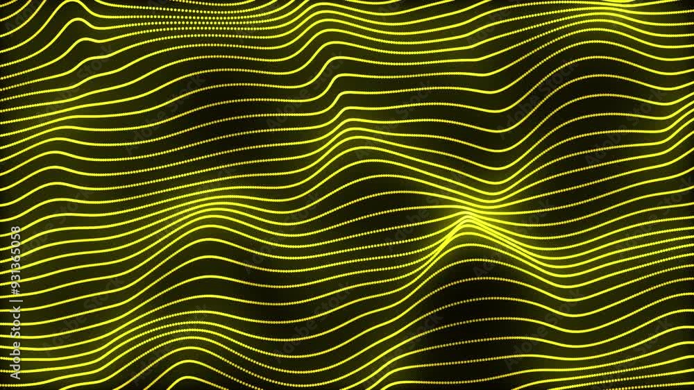 Poster abstract digital yellow particle dots wave background. futuristic moving dots, hi-tech and big data 