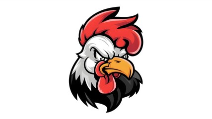 Illustration of Rooster Chicken Rage: Vector Graphic, Mascot, Logo, and Illustration for Sports and E-Sport Gaming Teams, featuring the Rooster Mascot Head