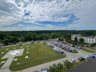 A landing site for helicopters prepared at the district hospital no. 3 in Tarnowskie Góry, Poland