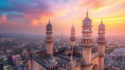 Fototapeta premium Envision the grand architecture of Hyderabad, from the Charminar to the opulent palaces