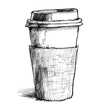 recommend clip art: Minimalist Sketch of Paper Coffee Cup in Clean Arranged Drawing Style