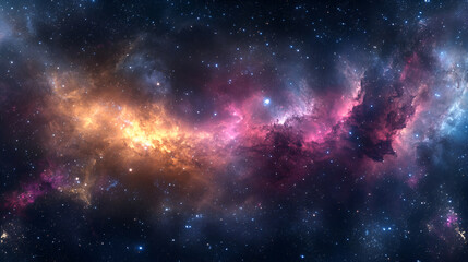 Fototapeta premium 360 degree rectangular projection space background 360 degree space nebula panorama, rectangular projection, environment map perfect for environment maps and virtual reality settings, Generative AI