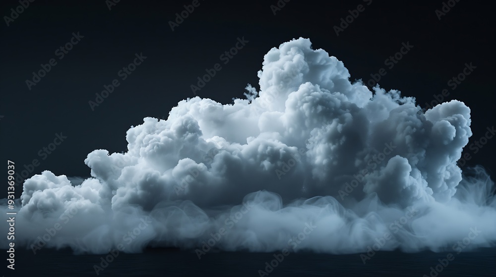 Aufkleber single cloud in air isolated on black background fog white clouds or haze for designs isolated on bl