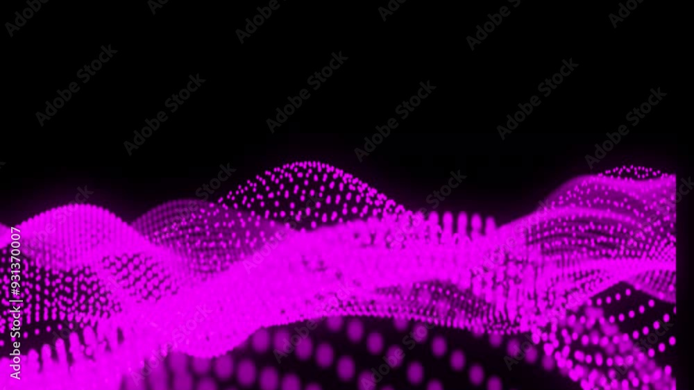 Poster abstract digital pink particle dots wave background. abstract dots wave seamless loop 3d motion grap