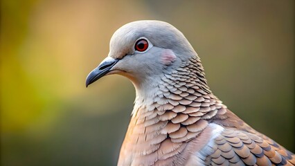 Fototapeta premium Close-up of a dove with soft gray and brown plumage , dove, bird, animal, feather, close-up, soft, gray, brown, plumage, wildlife