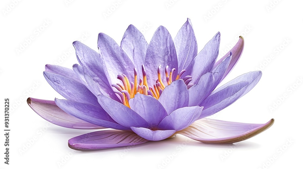 Poster purple water lily blooming water lily flower isolated on white background with clipping path : gener