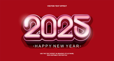 Happy New Year 2025 vector logo with bold style letter