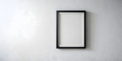 A minimalistic black frame hanging on a white wall, interior decor, home, decoration, empty frame, gallery, artwork